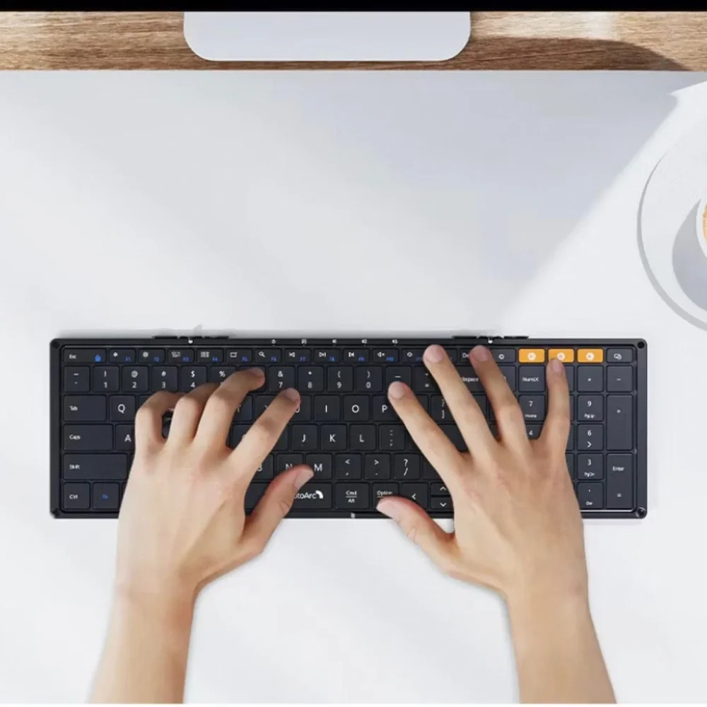 Foldable Wireless Bluetooth Keyboard in Dark Gray with Orange Accent